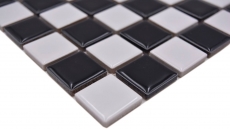 Mosaïque en céramique Échiquier noir blanc brillant Carreau de mosaïque MOS18-0306