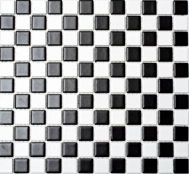 Motif manuel Carreau de mosaïque Céramique Échiquier noir blanc mat Carrelage MOS18-0305_m