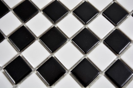 Mosaïque en céramique Échiquier noir blanc mat Carreau de mosaïque MOS18-0305