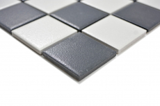 Motif à main Échiquier Mosaïque NATURELLE noir blanc MOS14-0103-R10_m
