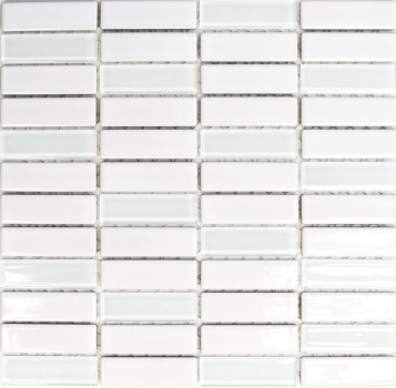 Motif main mosaïque carreau céramique verre baguettes blanc brillant verre MOS24-ST315_m