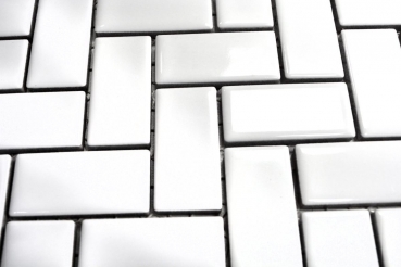 Carreau en mosaïque à chevrons Céramique blanche brillante Carreau de cuisine Carreau de mur MOS24-CHB5WG