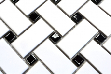 Motif main Carreau de mosaïque Céramique Basket blanc mat noir mat MOS13-CBAS19_m