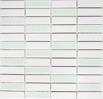 Mosaïque Carreau céramique baguettes blanc mat verre Revêtement de baignoire MOS24-ST325_f
