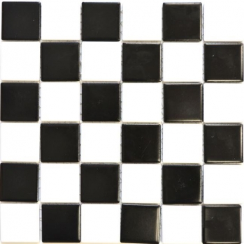 Mosaïque céramique carreau blanc noir mat damier carrelage MOS16-CD202