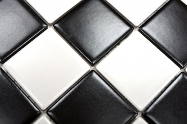 Mosaïque céramique carreau blanc noir mat damier carrelage MOS16-CD202