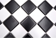 Mosaïque céramique carreau blanc noir mat damier carrelage MOS16-CD202