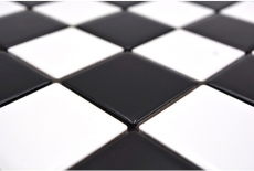 Mosaïque céramique carreau blanc noir mat damier carrelage MOS16-CD202