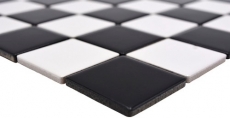 Mosaïque céramique carreau blanc noir mat damier carrelage MOS16-CD202