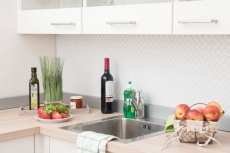 Carreau de mosaïque à chevrons Céramique blanc mat Carrelage de cuisine MOS24-CHB05WM