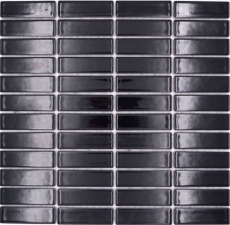 Bâtonnets Mosaïque Carreau céramique noir brillant Dos de douche MOS24-0302