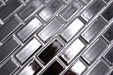 Mosaïque composite Lames Céramique Brick noir brillant Dos de cuisine Protection anti-éclaboussures MOS24-4BG