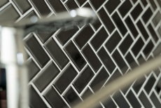 Carreau de mosaïque à chevrons Céramique noir brillant MOS24-CHB6BG