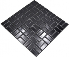 Windmühle Mosaïque Carreau céramique noir brillant WC Carreau salle de bain Carrelage cuisine mur - MOS24-CWM8BG