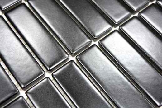 Bâtonnets Carreau de mosaïque Céramique noire mate Mosaïque de fond de cuisine MOS24-0311