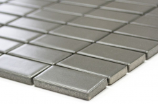 Motif main Carreau de mosaïque Céramique gris métal baguettes métal mat MOS24B-0211_m