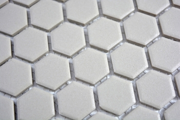 Mosaïque Céramique Hexagone gris clair non émaillé Mosaïque murale fond de cuisine MOS11A-0202-R10_f
