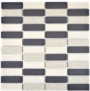 Échantillon manuel Carreau de mosaïque Céramique beige noir baguettes non émaillé Carreau de douche Carreau de sol MOS24-0113-R10_m