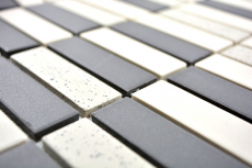 Échantillon manuel Carreau de mosaïque Céramique beige noir baguettes non émaillé Carreau de douche Carreau de sol MOS24-0113-R10_m