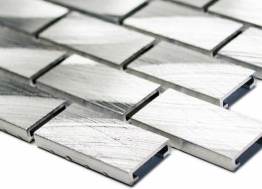 Mosaïque Carreau aluminium argent Brick Carreau de cuisine MOS48-0204