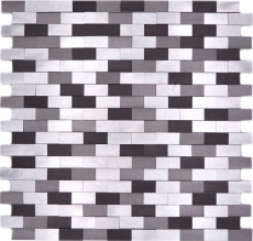 Mosaïque carreau aluminium Brick 3D argent noir carrelage MOS49-0208