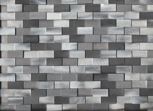 Mosaïque carreau aluminium Brick 3D argent noir carrelage MOS49-0208