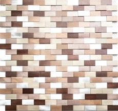 Mosaïque carreau aluminium Brick 3D argent cuivre MOS49-0207