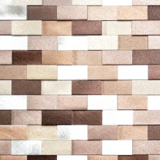 Mosaïque carreau aluminium Brick 3D argent cuivre MOS49-0207