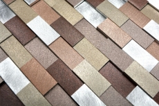 Mosaïque carreau aluminium Brick 3D argent cuivre MOS49-0207