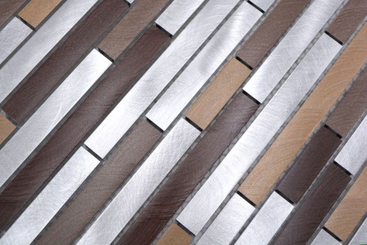 Mosaïque carreau aluminium beige marron composite cuivre carrelage mur cuisine MOS49-A991