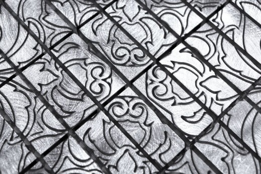 Mosaïque Carreau en aluminium argenté Miroir de fond de cuisine MOS49-C101D