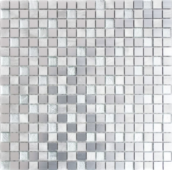 Motif main Carreau de mosaïque Aluminium Translucide Alu Mosaïque de verre Crystal argent MOS49-A309F_m