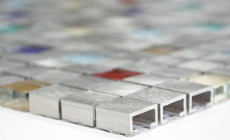 Motif à main Carreau de mosaïque Aluminium Translucide Alu Mosaïque de verre Crystal argenté multicolore MOS49-A702_m