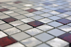 Échantillon manuel de mosaïque Aluminium Translucide Alu Mosaïque de verre Crystal argent rouge MOS49-O301F_m