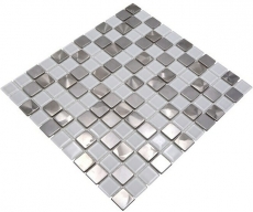 Mosaïque Carreaux Acier inoxydable Mosaïque de verre Acier blanc argent Plaque de mosaïque MOS129-0104