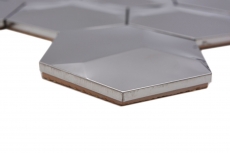 Mosaïque en acier inoxydable argenté Hexagon 3D brillant Mur de cuisine MOS129-HXM10SG