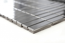 Échantillon manuel de mosaïque Carreau en acier inoxydable Rectangle argenté Acier brillant MOS129-0215_m