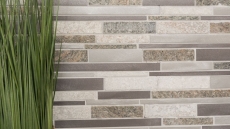 Mosaïque Carreau Quartzite Pierre naturelle Aluminium argent gris beige clair composé de bâtonnets Carreau mural - MOS49-XSA535