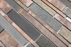 Mosaïque Carreau en pierre naturelle Cuivre gris rouille composé de bâtonnets Carrelage mural Carreaux de cuisine - MOS47-XSK565