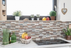 Mosaïque Carreau en pierre naturelle Cuivre gris rouille composé de bâtonnets Carrelage mural Carreaux de cuisine - MOS47-XSK565