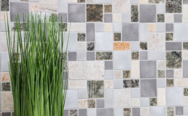 Mosaïque Carreau Quartzite Pierre naturelle Aluminium argent gris beige clair Combinaison MOS49-525
