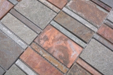 Mosaïque de cuivre Carreau gris rouille Rectangle Pierre naturelle Dos de cuisine MOS47-575