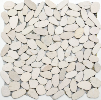 Échantillon manuel de mosaïque de galets de rivière galets de pierre coupés blanc 5 7 MOS30-IN14_m