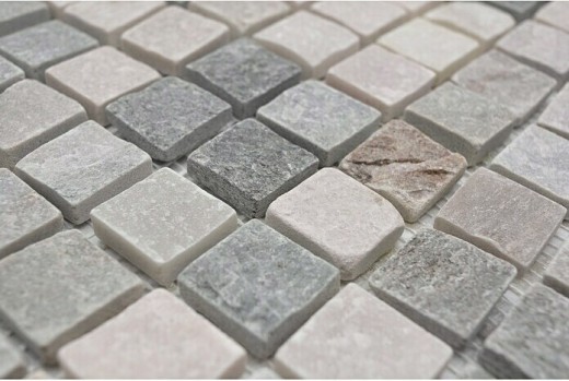 Quartzite Pierre naturelle Mosaïque Carreau beige gris Mur Sol Douche Dos de cuisine - MOS36-0206
