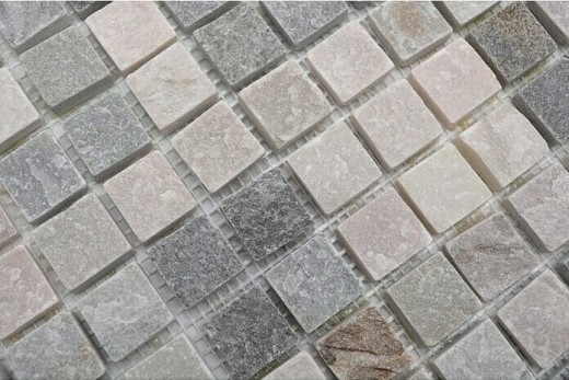 Quartzite Pierre naturelle Mosaïque Carreau beige gris Mur Sol Douche Dos de cuisine - MOS36-0206