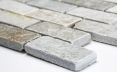 Quartzite Pierre naturelle Mosaïque Brick beige gris mur sol douche dosseret cuisine carrelage - MOS36-0208