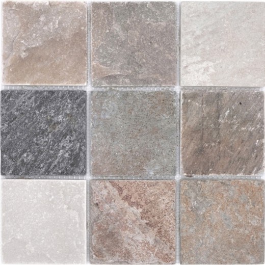 Quartzite Mosaïque beige gris mur sol douche dosseret cuisine carrelage salle de bain - MOS36-0210