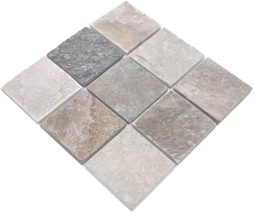 Quartzite Mosaïque beige gris mur sol douche dosseret cuisine carrelage salle de bain - MOS36-0210