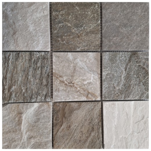 Quartzite Mosaïque beige gris mur sol douche dosseret cuisine carrelage salle de bain - MOS36-0210