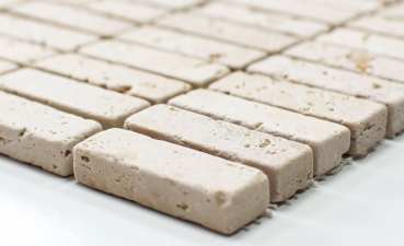 Travertin Carreaux de mosaïque Terrasse Mur Sol Pierre naturelle beige crème Plaquette de carrelage Carreaux de cuisine Salle de bain - MOS43-46158